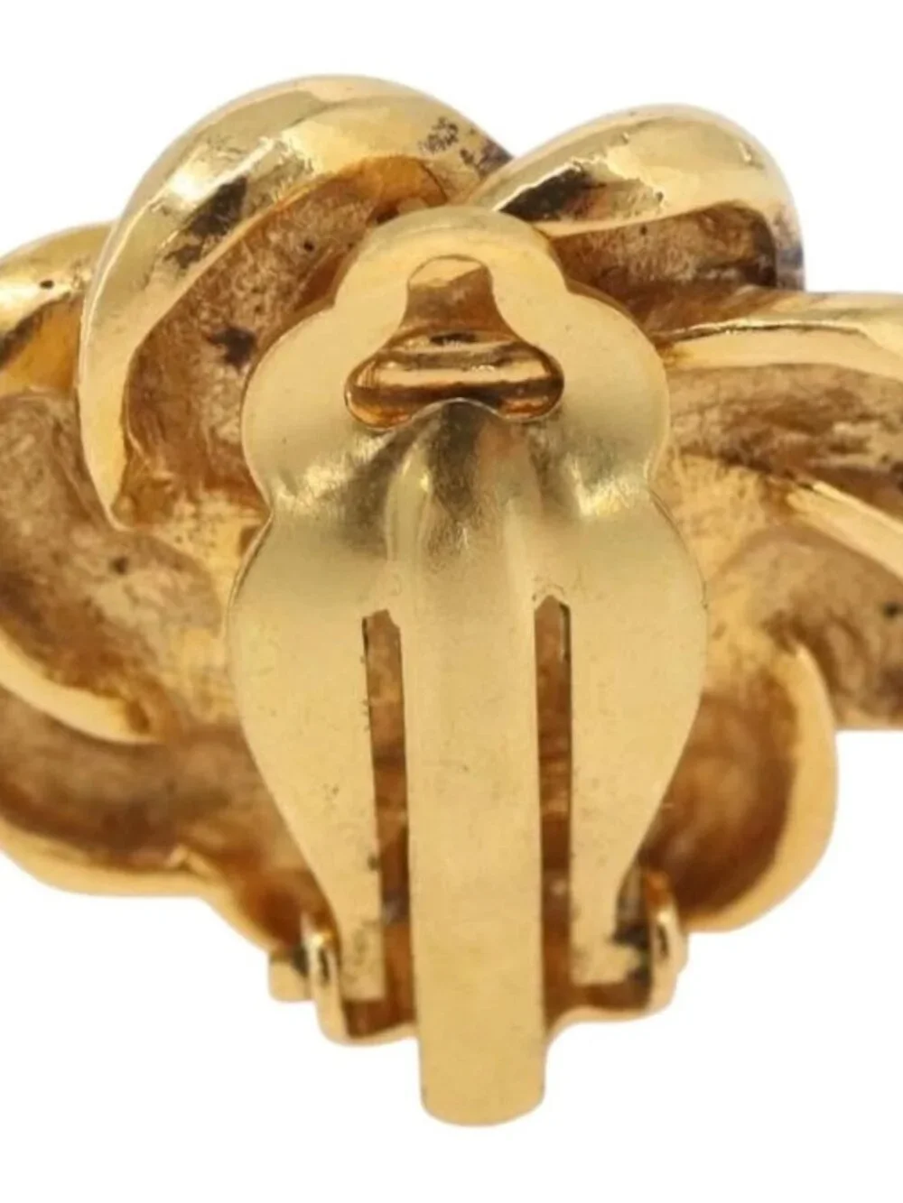 CHANEL Earring metal Gold CC Auth 178396